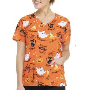 Womens Where's My Boo Halloween Scrub Top Medical Uniform Size XL  Scrubstar NWT